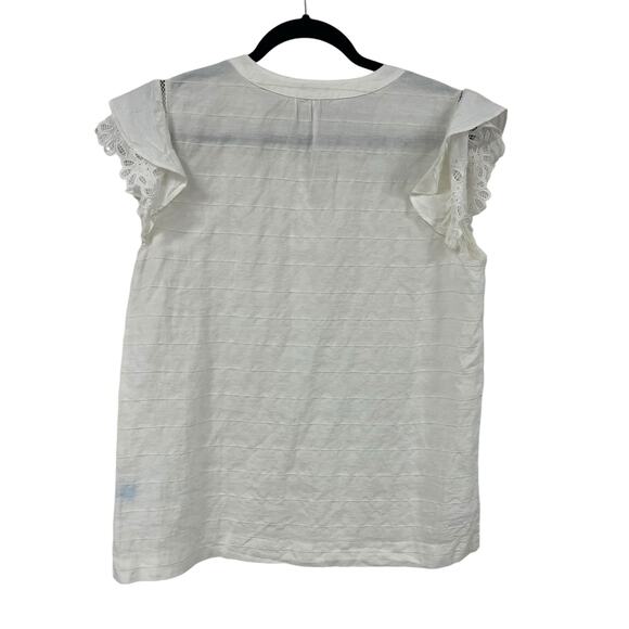 NWT J. McLaughlin Cailin Blouse Ecru Eyelet Lace Sleeves Linen Blend Medium - Picture 6 of 7